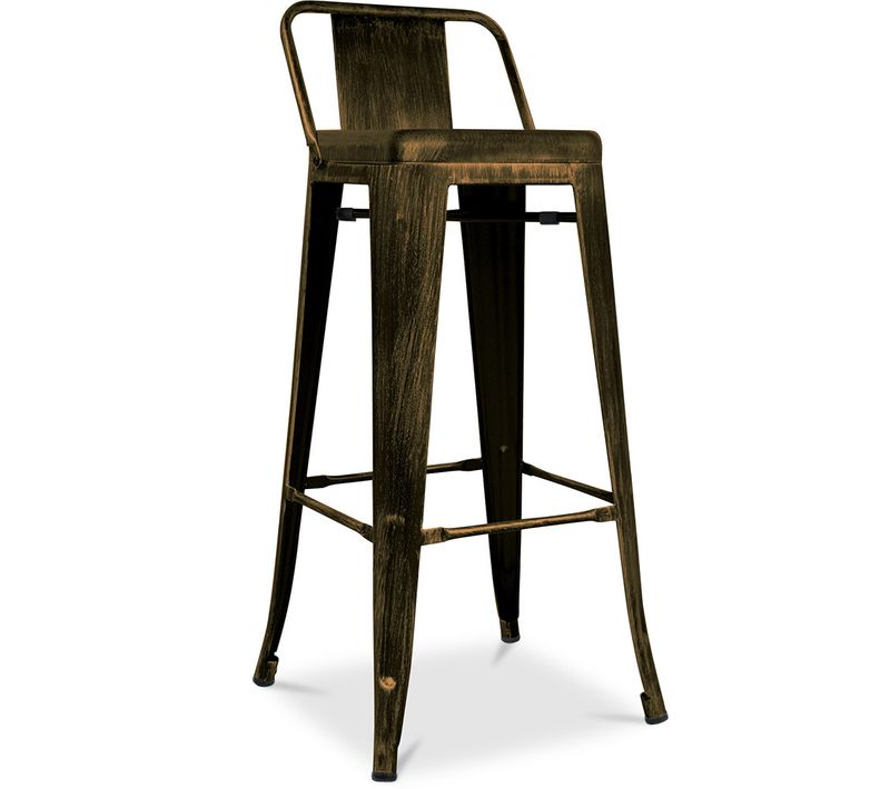 Tabouret De Bar Avec Dossier - Design - 76cm - -metalix Bronze Métallisé
