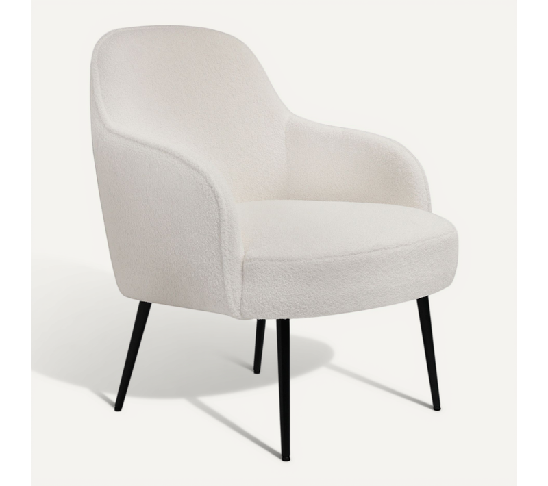 Chaise De Salle À Manger En Bouclette Fausse Fourrure Tapissée - Boucles Blanches - Jeve Blanc