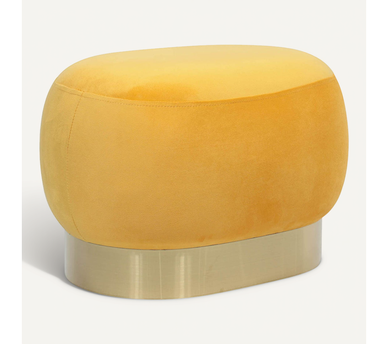 Pouf Banc De Maquillage - Velours Et Métal - Premium Jaune