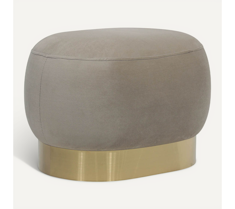 Pouf Banc De Maquillage - Velours Et Métal - Premium Taupe