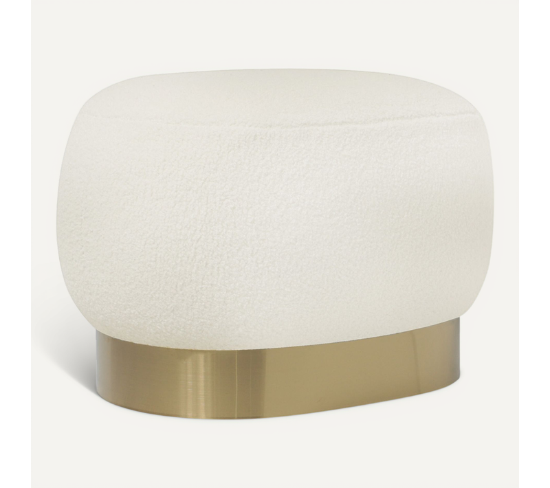 Pouf En Boucle/ Banc De Coiffeuse Tabouret Bas - Premium Blanc