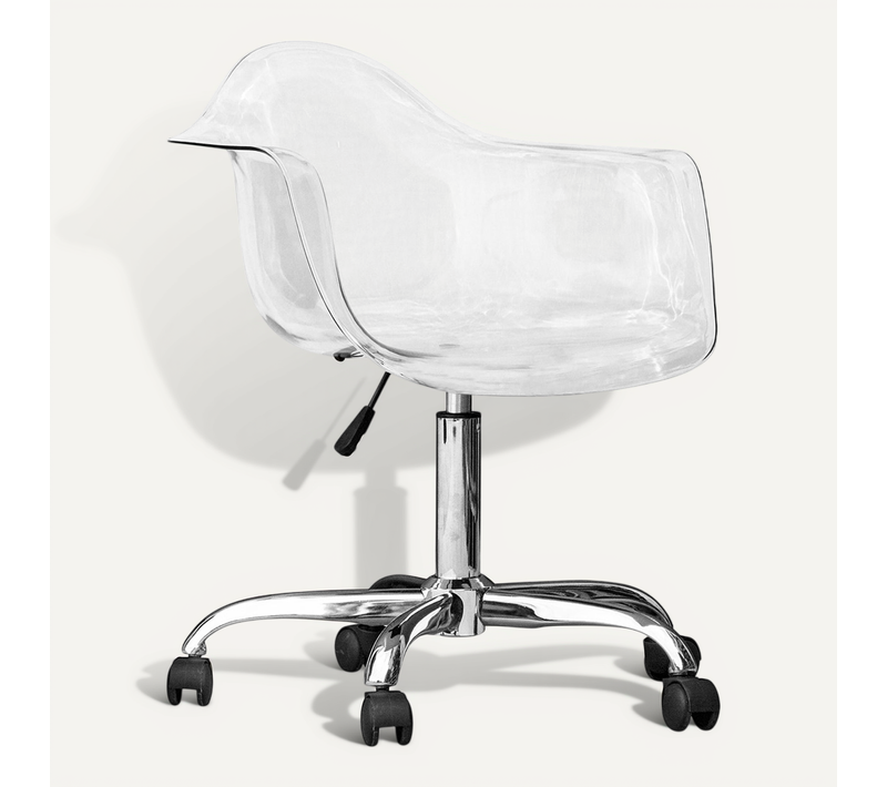 Fauteuil De Bureau Pivotant Et Transparent Avec Roulettes - Loy Gris Transparent