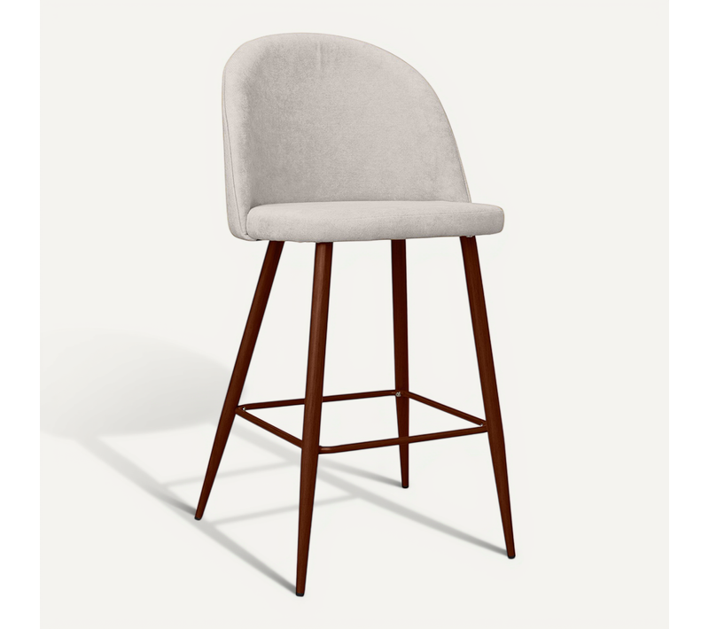 Tabouret Rembourré En Tissu - Design Scandinave - 66cm- Bennett Crème