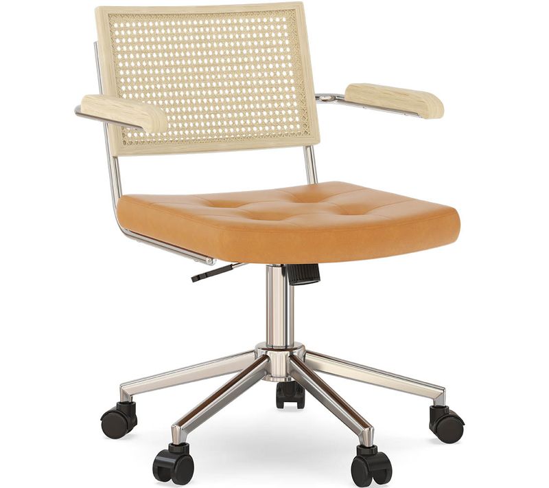 Chaise De Bureau En Rotin - Pivotante - Sembra Marron