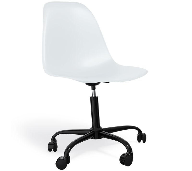 Chaise De Bureau Avec Accoudoirs - Chaise De Bureau à Roulettes - Structure Noire Brielle Blanc