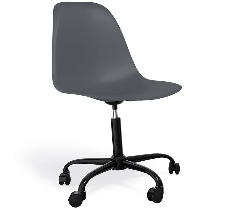 Chaise De Bureau Avec Accoudoirs - Chaise De Bureau à Roulettes - Structure Noire Brielle Gris Foncé
