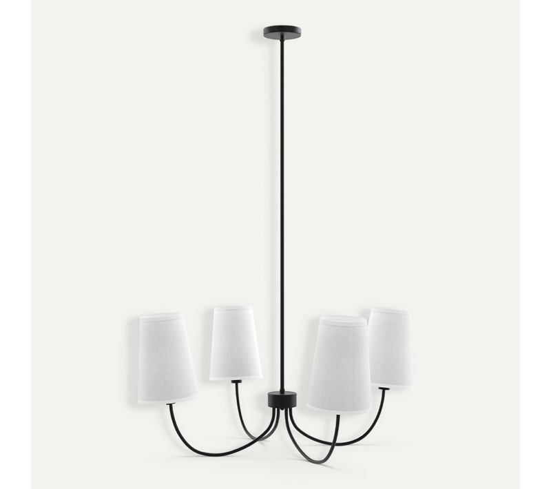 Lustre Noir De Plafond Avec 4 Abat-jours - Xium Noir