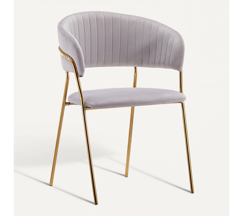 Chaise De Salle à Manger - Tapissée En Velours - Lona Gris Clair