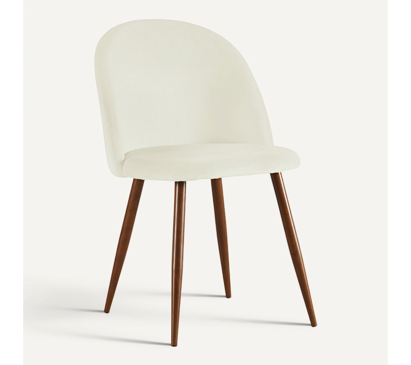Chaise De Salle à Manger - Tapissée De Velours - Design Scandinave - Bennett Crème