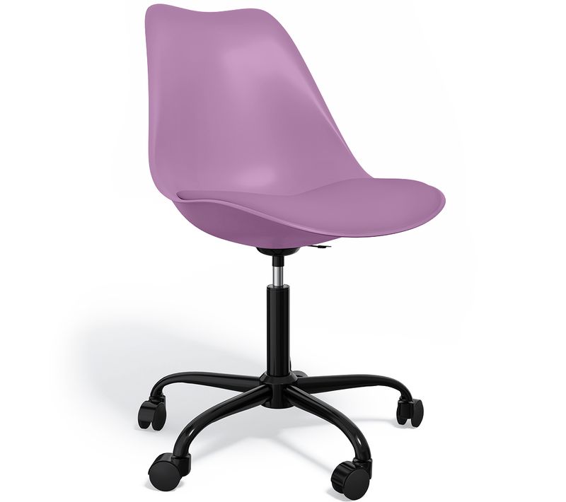 Chaise De Bureau Pivotante Tulip Avec Roulettes - Structure Noire Violet Pastel