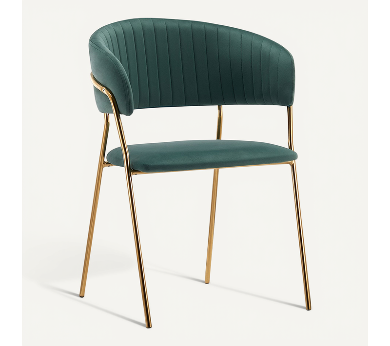 Chaise De Salle à Manger - Tapissée En Velours - Lona Vert Foncé