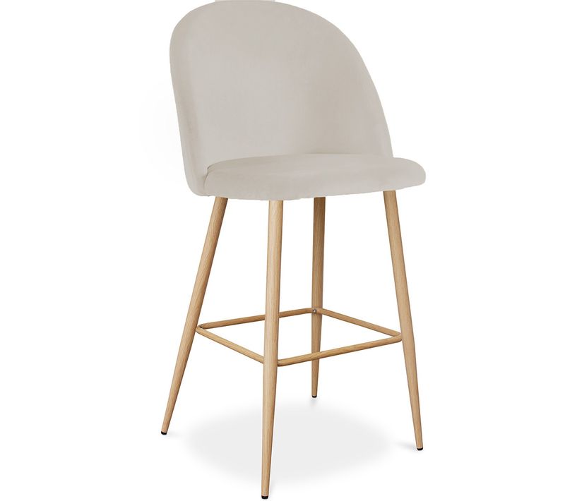 Tabouret Tapissé En Velours - Design Scandinave - Bennett Beige