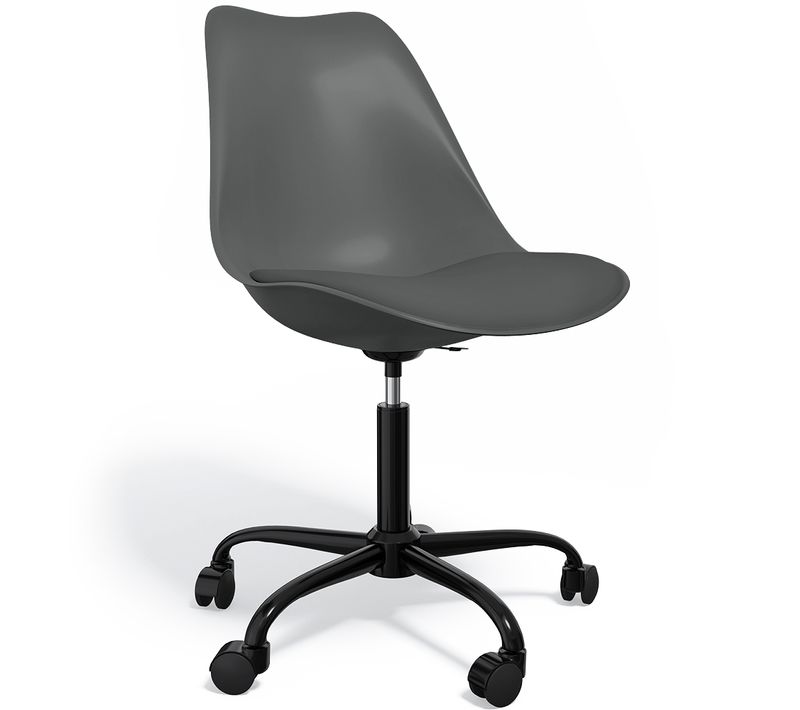 Chaise De Bureau Pivotante Tulip Avec Roulettes - Structure Noire Gris Foncé