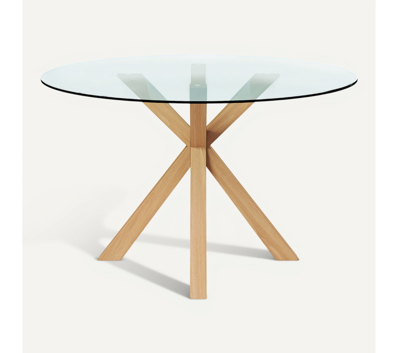 Table À Manger Ronde - 120cm - Verre - Ebra Naturel