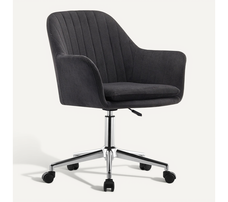 Chaise De Bureau Pivotante Avec Accoudoirs - Venia Gris Foncé