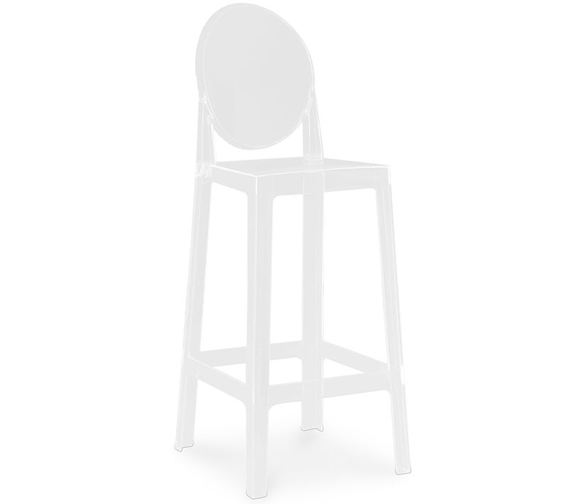Tabouret De Bar Avec Dossier Victoire - 75cm - Design Transparent Blanc