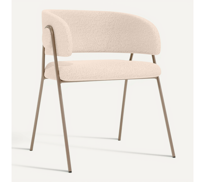 Chaise De Salle À Manger - Tapissée En Tissu Bouclé - Manar Ivoire