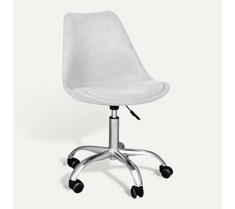 Chaise De Bureau à Roulettes Tapissée - Tulipe Gris Clair