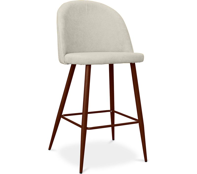 Tabouret Rembourré En Tissu - Design Scandinave - 66cm- Bennett Beige