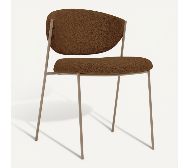 Chaise De Salle À Manger - Tapissée En Tissu Bouclé - Vara Chocolat