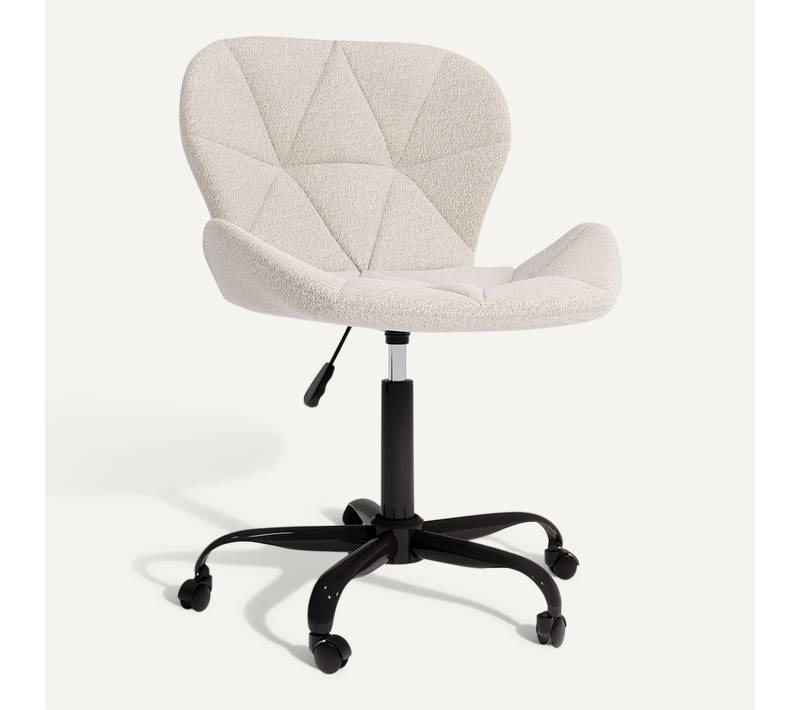 Chaise De Bureau Tapissée En Tissu Bouclé - Structure Noire Winka Blanc