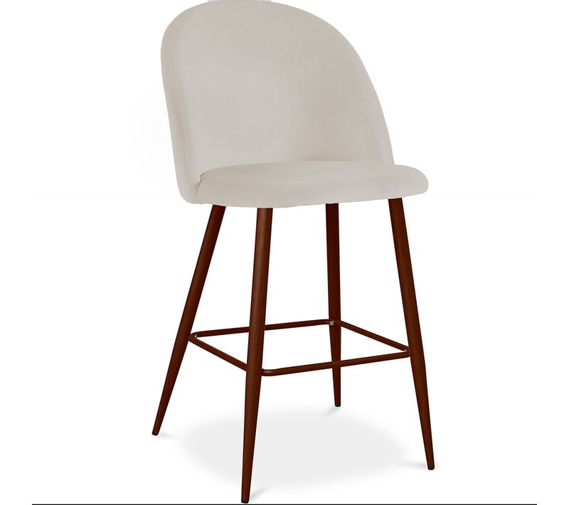 Tabouret Tapissé En Velours - Design Scandinave - 66cm - Bennett Beige