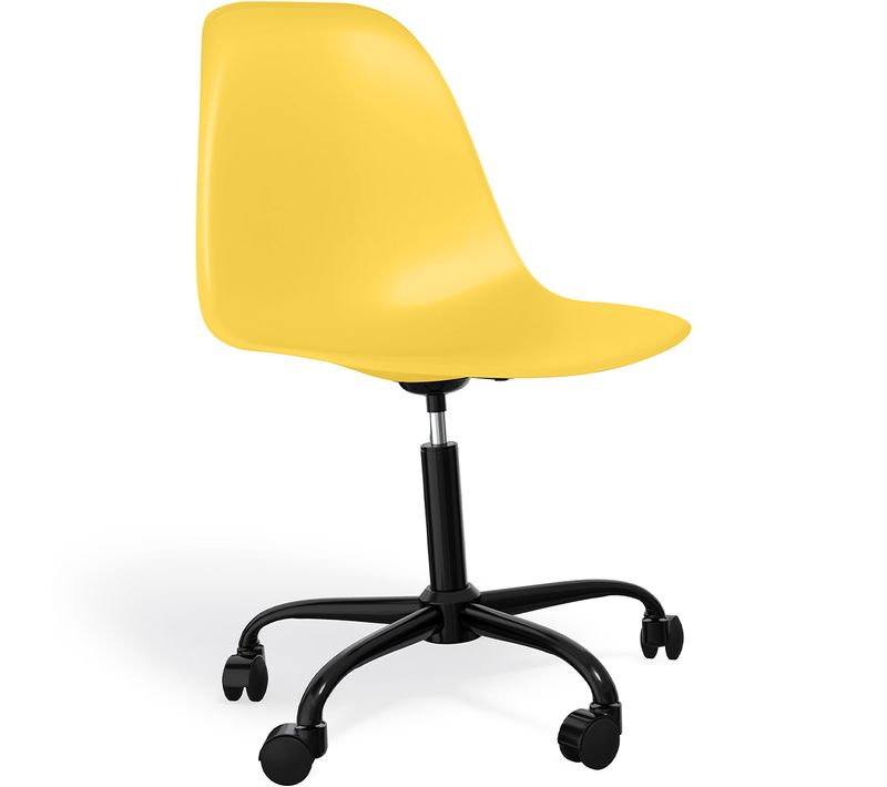 Chaise De Bureau Avec Accoudoirs - Chaise De Bureau à Roulettes - Structure Noire Brielle Jaune