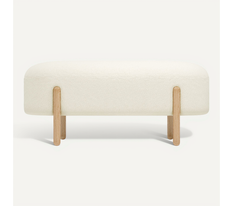 Banc Tapissé En Bouclé - Round Blanc