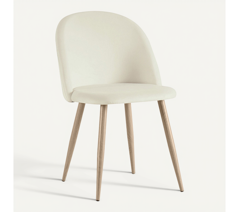 Chaise De Salle à Manger - Tapissée De Velours - Style Scandinave - Bennett Crème