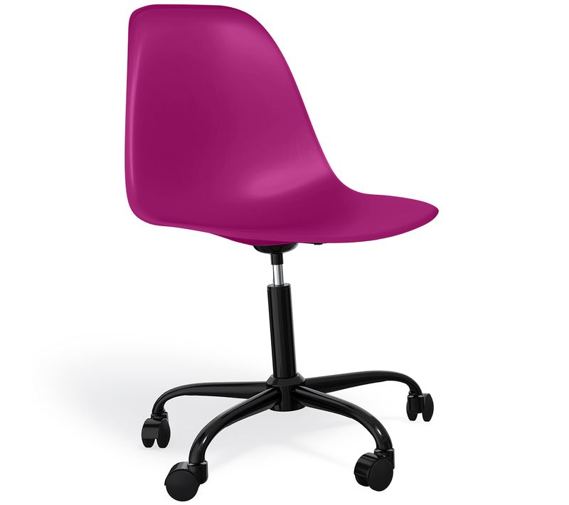 Chaise De Bureau Avec Accoudoirs - Chaise De Bureau à Roulettes - Structure Noire Brielle Mauve