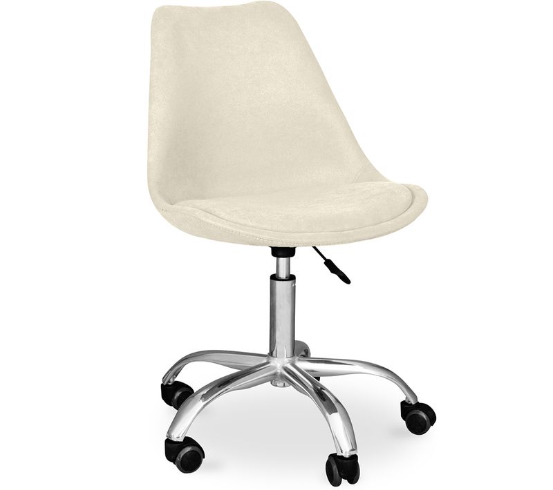 Chaise De Bureau à Roulettes Tapissée - Tulipe Beige