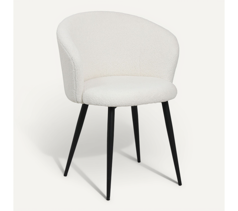 Chaise De Salle À Manger Tapissée En Bouclé - Vurel Blanc
