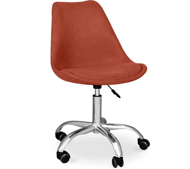 Chaise De Bureau À Roulettes – Pivotante Et Réglable En Hauteur – Revêtement En Tissu – Bamba Orange