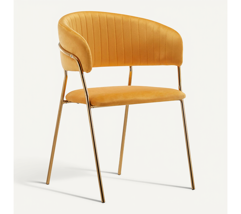 Chaise De Salle à Manger - Tapissée En Velours - Lona Jaune