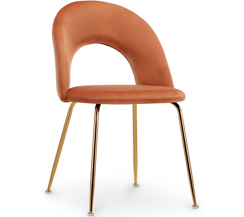 Chaise De Salle à Manger - Tapissée En Velours - Maeve Orange