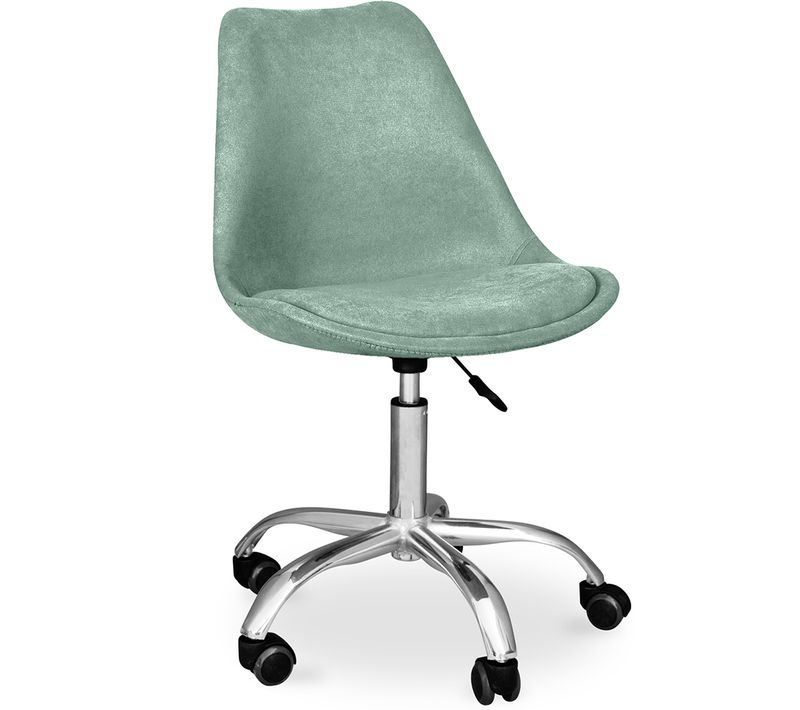 Chaise De Bureau à Roulettes Tapissée - Tulipe Bleu Pastel