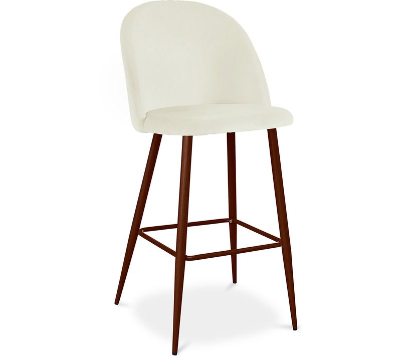 Tabouret Tapissé En Velours - Design Scandinave - Bennett Crème