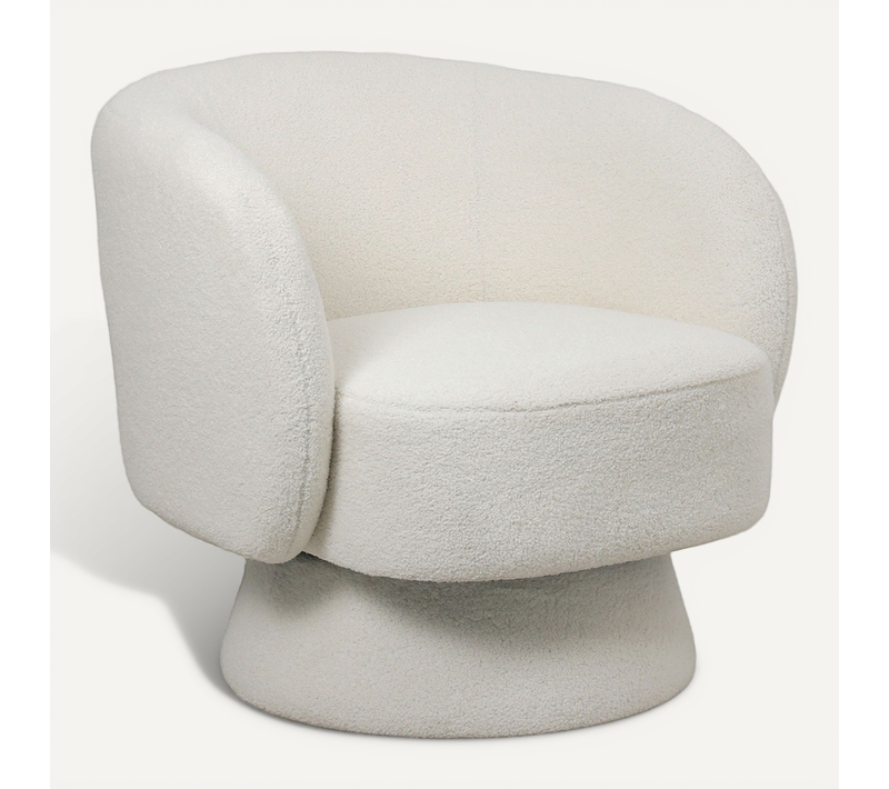 Fauteuil Tapissé En Tissu Bouclé - Design Courbé - Lilo Blanc