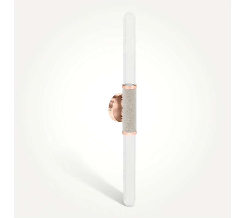 Applique Murale Tube LED En Métal Et Verre - Vintage - Wida Cuivre