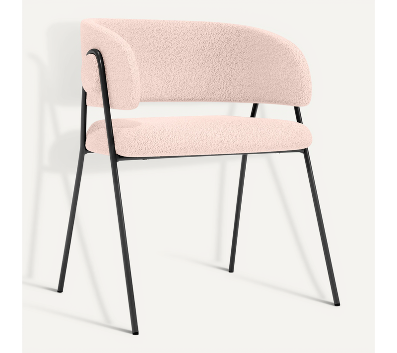 Chaise De Salle À Manger - Tapissée En Tissu Bouclé - Manar Ivoire