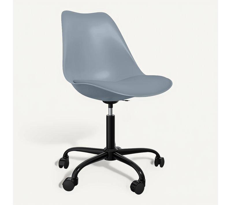 Chaise De Bureau À Roulettes – Pivotante Et Réglable En Hauteur – Base Noire – Bamba Gris Clair