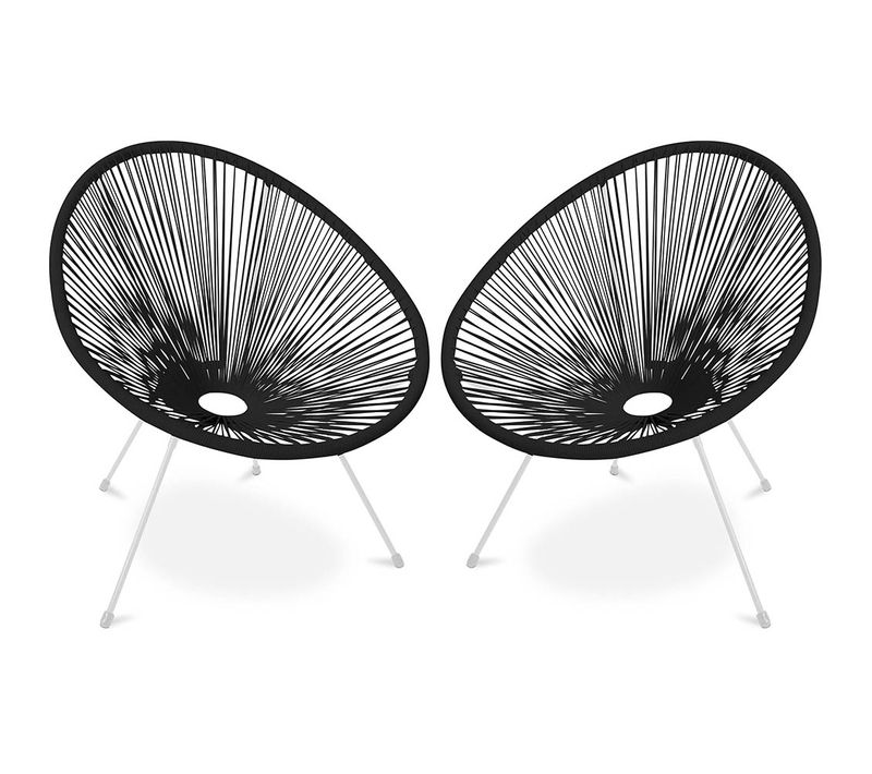 Pack Fauteuil Acapulco X2 - Piétement Blanc - Nouvelle Édition Noir