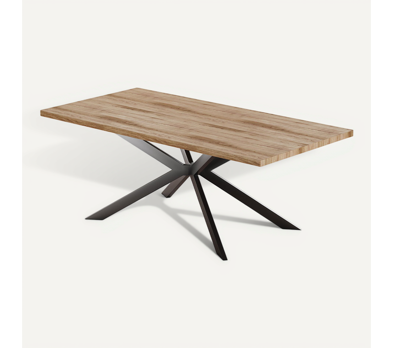 Table à Manger Rectangulaire - Industrielle - Bois Et Métal - Alise Bois Naturel
