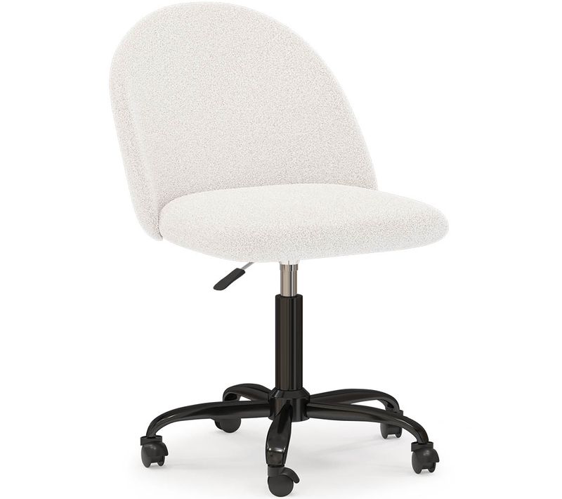 Chaise De Bureau Rembourrée - Bouclé - Bennett Blanc