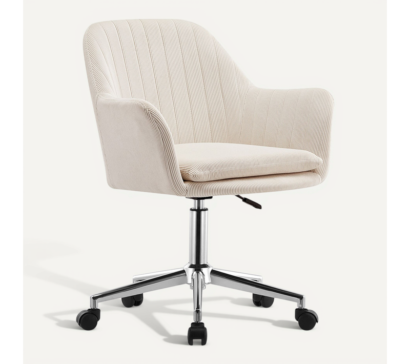 Chaise De Bureau Pivotante Avec Accoudoirs - Venia Beige