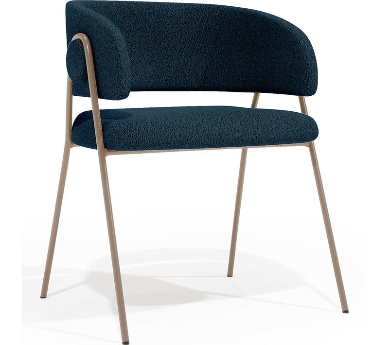 Chaise De Salle à Manger - Tapissée En Tissu - Karen Bleu Foncé