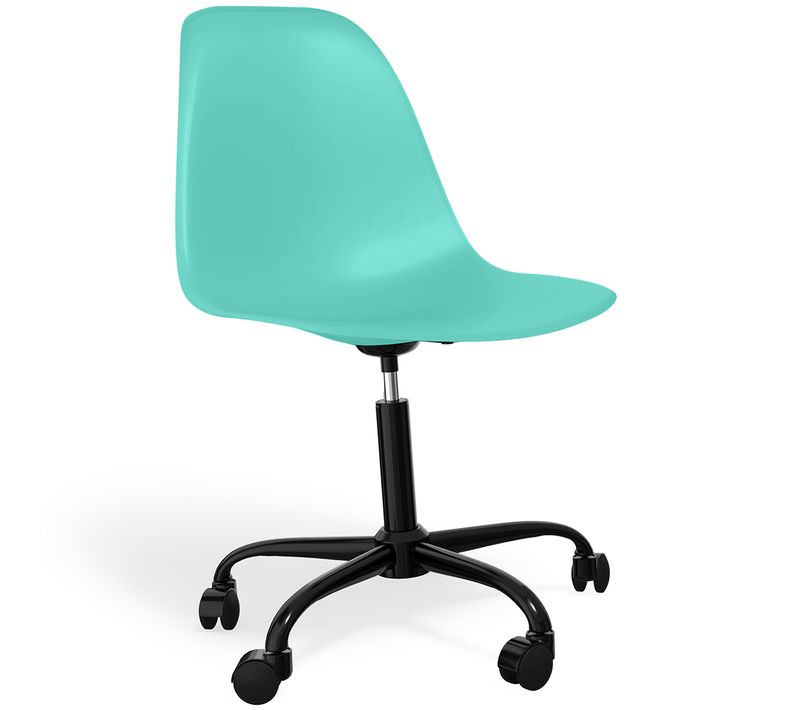 Chaise De Bureau Avec Accoudoirs - Chaise De Bureau à Roulettes - Structure Noire Brielle Turquoise