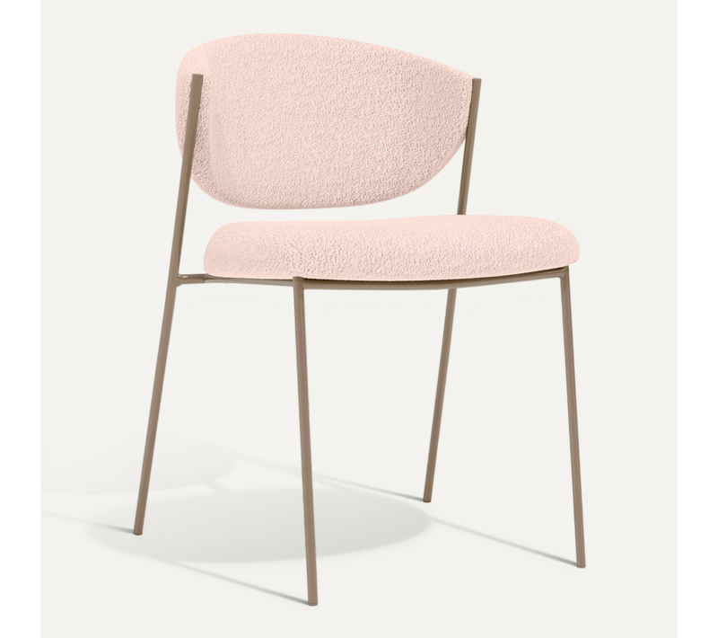 Chaise De Salle À Manger - Tapissée En Tissu Bouclé - Vara Ivoire