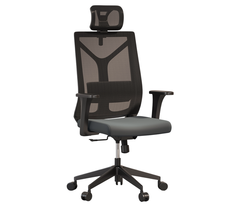 Chaise De Bureau Ergonomique Avec Roulettes Et Accoudoirs - Retor Gris