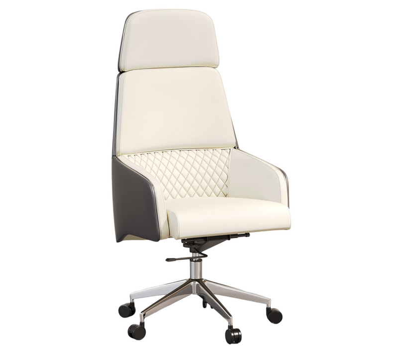 Chaise De Bureau Ergonomique Avec Roulettes Et Accoudoirs - Vista Blanc